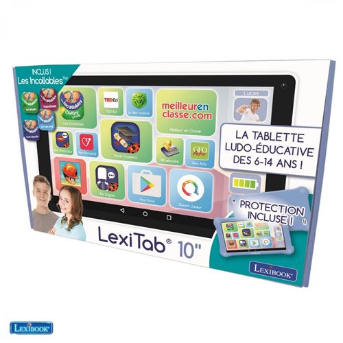 LexiTab 10'', la tablette ludo-éducative des 6 à 14 ans ! La tablette Android parfaite pour apprendre, jouer et regarder des vidéos ! Un max de contenus funs et éducatifs déjà pré-chargés | LEXIBOOK