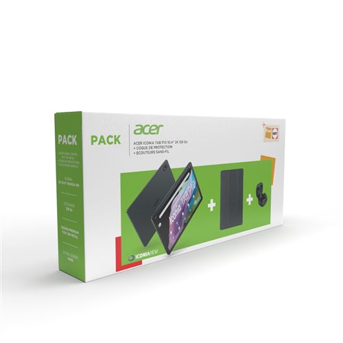 Pack Tablette tactile Acer Iconia Tab P10-11-K7UJ 10.4" 128 Go eMMC Wifi Noir + Ecouteurs sans fil Go True Bluetooth + Coque de protection - Acer