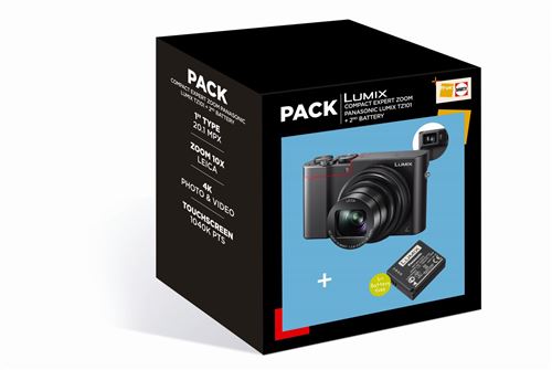 Pack Appareil photo Compact Panasonic Lumix DMC-TZ101 Noir + 2eme batterie