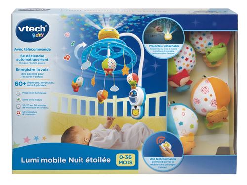 VTech Lumi Mobile Étoilée Mobile Musical Lit Bébé avec Télécommande 4 Animaux en Peluche Projection au Plafond Musique Douce et Sons de la Nature Cadeau de Naissance Contenu en Français - vue 5