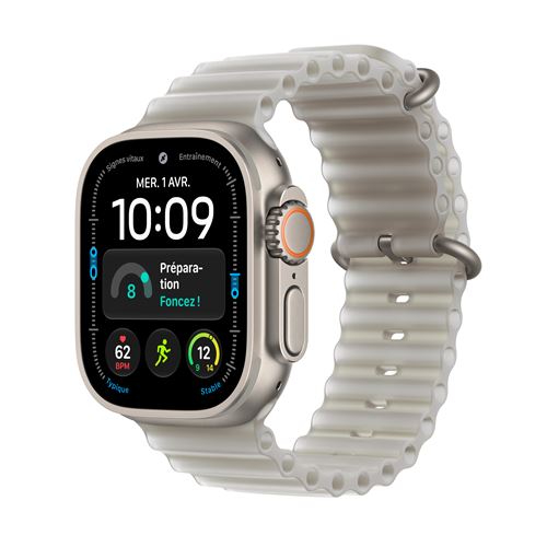 Apple Watch Ultra 4 GPS + Cellular 49 mm Boîtier en Naturel avec Bracelet Océan translucide