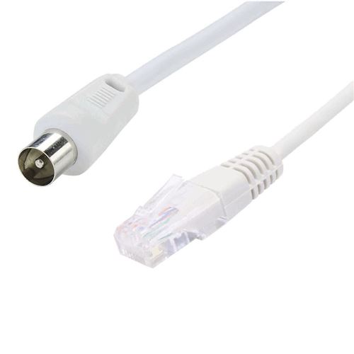 Cordon Balun Passif TV 9.52 Mm Mâle Vers Ethernet Rj-45 Mâle Erard 1.5 M Blanc
