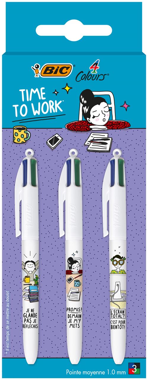 Boîte 3 stylos BIC 4 Colours Exams