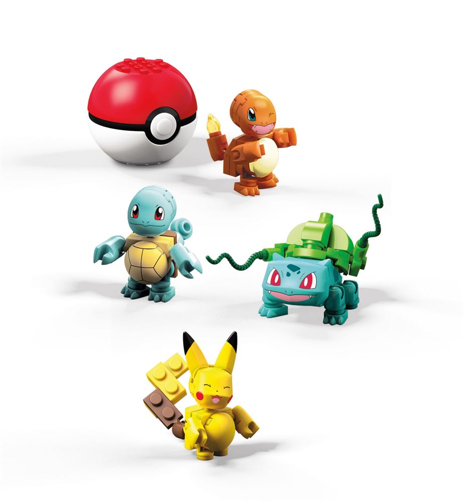 Mega Construx Poké Ball E Statuette Pokémon Kanto: Costruisci Bulbasaur, Charmander, Squirtle E Pikachu, 90 Pezzi, Per Bambini +6 Anni