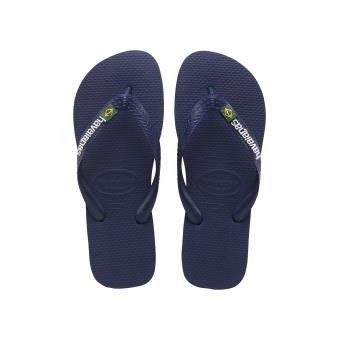 Tongs Havaianas Brasil Logo Bleues et Blanches Taille 43/44