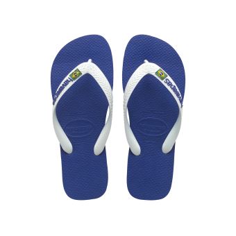 Tongs Havaianas Brasil Logo Bleues et Blanches Taille 43/44