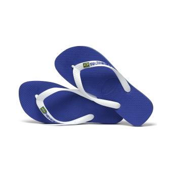 Tongs Havaianas Brasil Logo Bleues et Blanches Taille 43/44