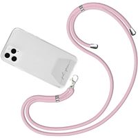 Cordon Telephone Portable, Avec 2 Patchs Noirs Durables,pour Tous Les Smartphones Et Plupart Des Coques-Noir - Téléphonie