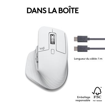 Logitech Master Series MX Master 3S for Mac - Souris - ergonomique - optique - 7 boutons - sans fil - Bluetooth, 2.4 GHz - gris pâle - pour Apple MacBook