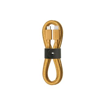 Câble Native Union Belt Kraft USB-C vers Lightning 1.2 m pour iPhones/iPads/AirPods Jaune