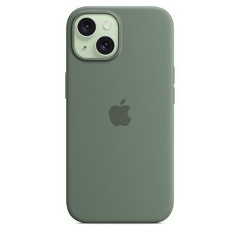 Coque en silicone avec MagSafe pour iPhone 15 Cyprès