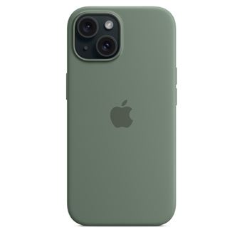 Coque en silicone avec MagSafe pour iPhone 15 Cyprès