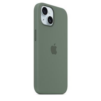 Coque en silicone avec MagSafe pour iPhone 15 Cyprès