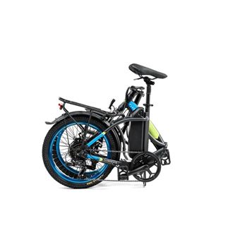 Velo electrique ARGENTO PIUMA BLUE-Batterie 36V 10.4Ah 374Wh externe-Moteur Bafang 36V 250W 45Nm-Shimano Tourney 7 vitesses-Frein a disque mecanique avant et arriere-Pneus 20''x1.95-Affichage LED etanche-Cadre aluminium pliable-Autonomie 70 km-Poids 23kg