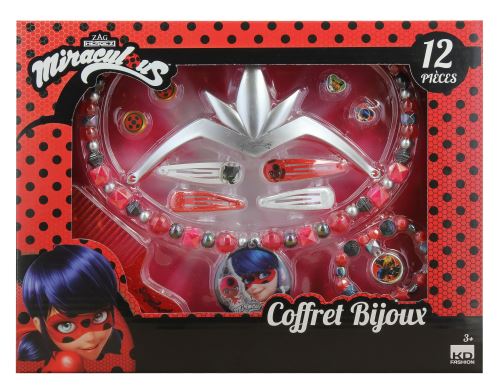 Coffret bijoux K-D Miraculous 12 pièces Rouge, Noir et Argent