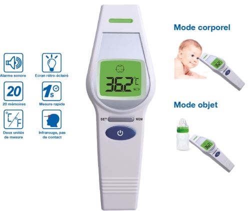 Thermomètre frontal infrarouge Oesh 3V Blanc