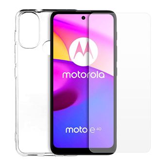 Pack Smartphone Motorola moto e40 6.5" 64 Go Double SIM Gris + Coque de protection en Silicone Transparent