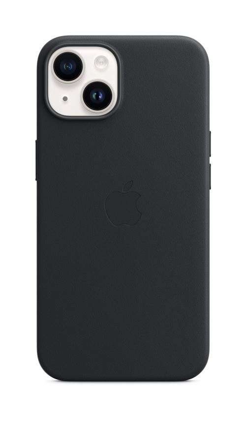 Coque en cuir avec MagSafe pour Apple iPhone 14 Minuit