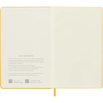 Carnet grand format Moleskine rigide ligné Soie Jaune orange