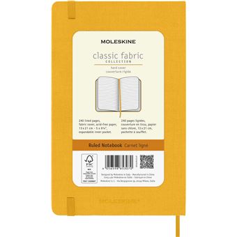 Carnet grand format Moleskine rigide ligné Soie Jaune orange