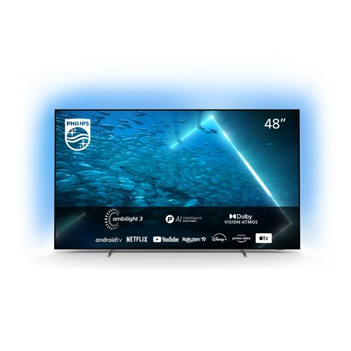 TV OLED Philips Ambilight 48OLED707/12 121 cm 4K UHD Android TV Chrome foncé - OLED TV. 