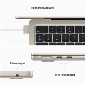 MacBook Air 13 pouces reconditionné avec puce Apple M2, CPU 8 cœurs et GPU  8 cœurs - Minuit - Apple (FR)