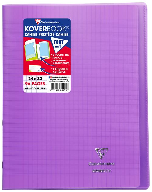 Cahier de 96 pages Sey&egrave;s Clairefontaine Koverbook 24 x 32 cm Violet