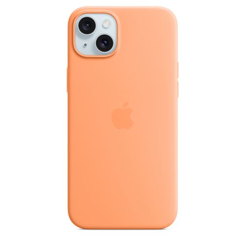 Apple Coque en silicone avec MagSafe pour iPhone 15 Plus Sorbet à l'orange