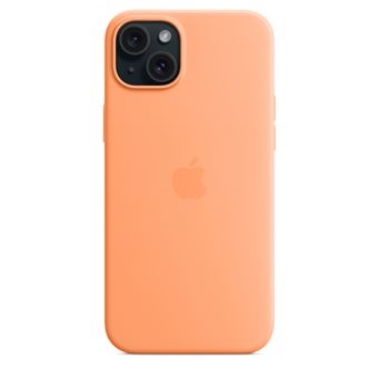 Coque en silicone avec MagSafe pour iPhone 15 Plus Sorbet à l'orange