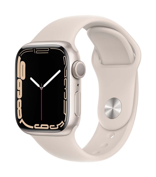 Apple Watch Series 7 Gps, Boîtier Aluminium Lumière Stellaire 41Mm Avec Bracelet Sport Lumière Stellaire