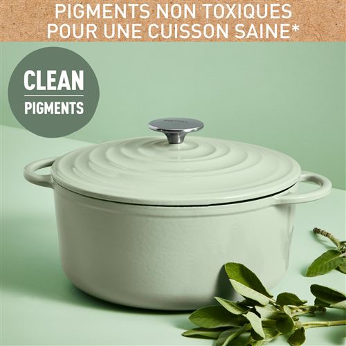 TEFAL Cocotte Fonte LOV sauteuse 28cm vert pas cher