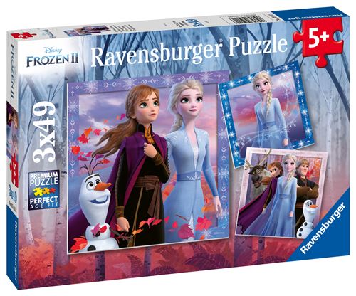 Puzzles 3 x 49 pièces Ravensburger Le voyage commence Disney Frozen La Reine des Neiges 2