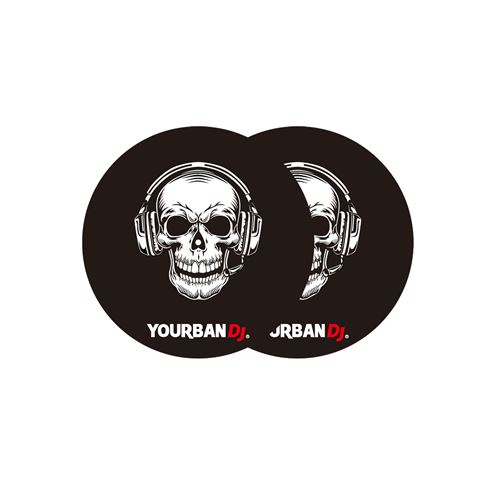Paire de feutrine Yourban Dj YS 320 SKULL BL Tête de Mort pour platines vinyles - vue 1