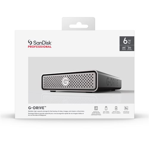 SanDisk Professional - Disque Dur externe USB 3.2 Gen 1 SanDisk  Professional G Drive Pro 6 To Gris - Disque Dur externe - Rue du Commerce