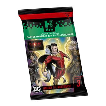 Pack de 7 cartes hybrides Nft à collectionner Dc Comics Chapter 3 Shazam Fury of The Gods Edition Limitée