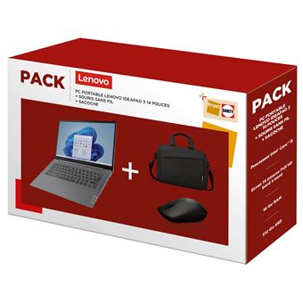 Pack Fnac PC Portable Lenovo IdeaPad 3 14ITL6 14&quot; Intel Core i5 16 Go RAM 512 Go SSD Gris + Sacoche + Souris sans fil - 1