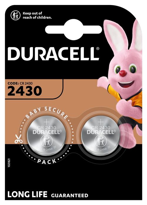 Pack de 2 Piles Duracell CR2430 Gris