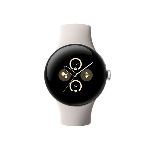 Montre connectée Google Pixel Watch 2 Boîtier en aluminium Argent Poli Bracelet sport Porcelaine 4G LTE