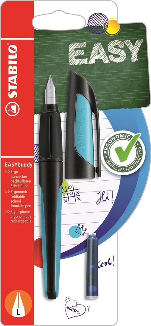 STABILO EASYbuddy - Stylo plume ergonomique - noir/bleu Pas Cher