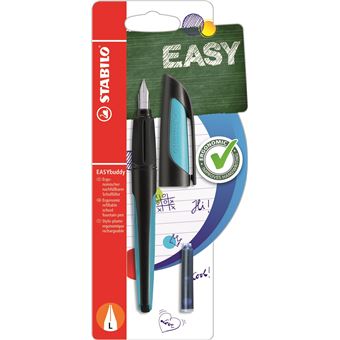 Stylo plume Stabilo Easybuddy version gaucher Noir et bleu - 1