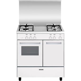 GLEM Cuisinière Piano de cuisson 4 foyers brûleurs gaz blanc 80x50cm Four Email Gazinière 49L - 1