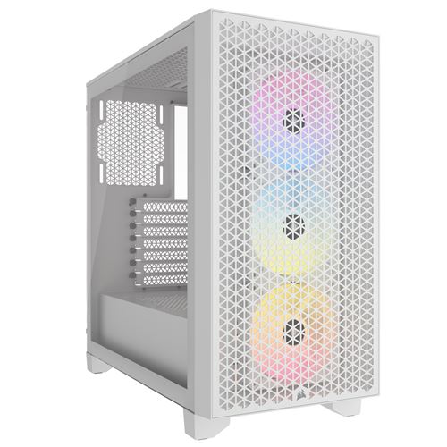 Boîtier PC Corsair 3000D AIRFLOW moyen tour blanc RGB avec panneau latéral verre trempé