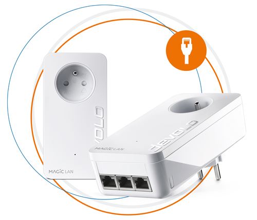 Kit de démarrage 2 adaptateurs CPL Devolo Magic 2 LAN triple 3 ports Ethernet