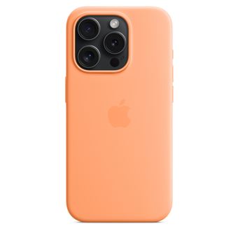 Coque en silicone avec MagSafe pour iPhone 15 Pro Sorbet à l'orange