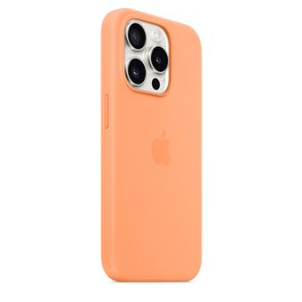 Coque en silicone avec MagSafe pour iPhone 15 Pro Sorbet à l'orange