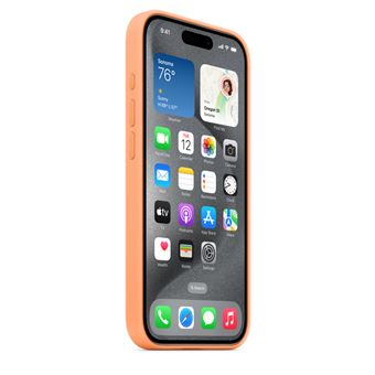 Coque en silicone avec MagSafe pour iPhone 15 Pro Sorbet à l'orange