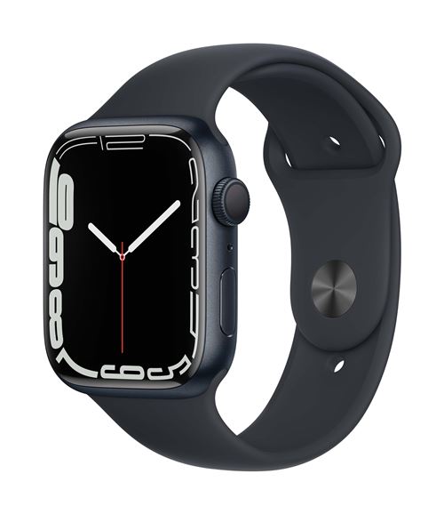 Apple Watch Series 7 GPS, boîtier Aluminium Minuit 45mm avec Bracelet Sport Minuit