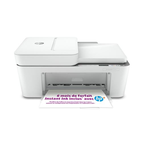 Imprimante tout-en-un HP Deskjet 4120e Jet d'encre couleur Copie Scan Blanc 6 mois d' Instant ink inclus avec HP+