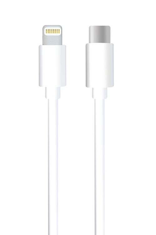 Câble chargeur iPhone Blanc Temium USB-C vers Lightning 2m
