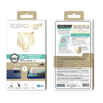 Pack Caméra Lens + TPG antibactérien TigerGlass pour iPhone 14 Transparent